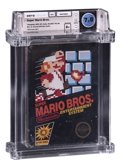 1985 NES (USA) "Super Mario Bros." Two Code Hangtab (Early Production) Sealed Video Game - WATA 7.0/B+